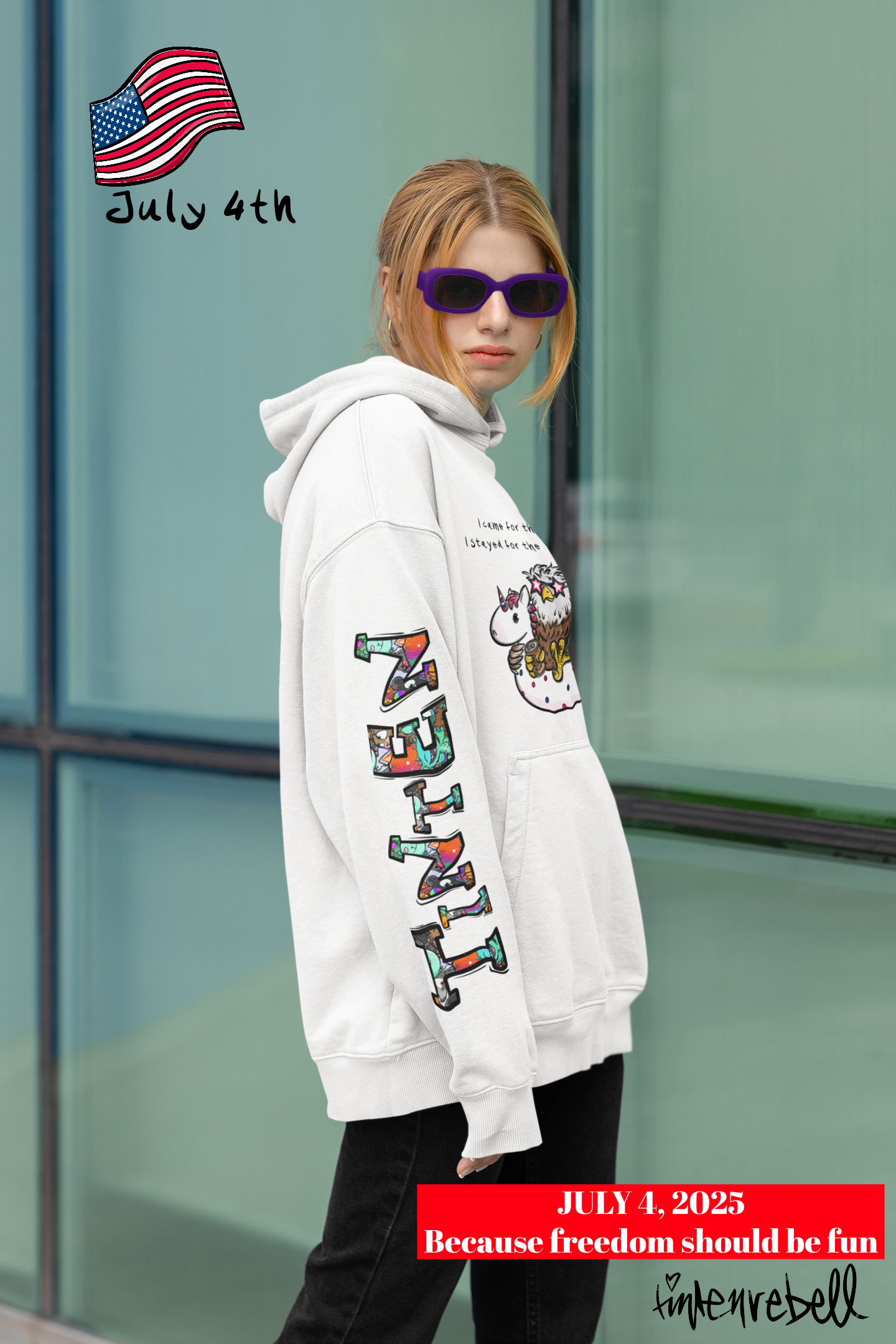 Freedom Fred™ – Limitierte 4. Juli 2025 Edition Hoodie für Erwachsene
