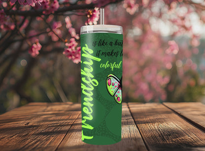 "Sip Happens – 20oz Tumbler" Thermobecher Design *Freundschaftsschmetterling* Personalisierbar