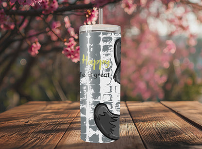 "Sip Happens – 20oz Tumbler" Design *Be Happy* Individualisierbar