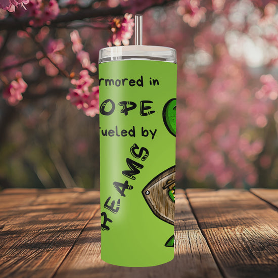 “Handmade 20oz skinny tumbler with hand-drawn Sir Grimbleflame crocodile – colorful, durable and double-walled for hot & cold drinks.”